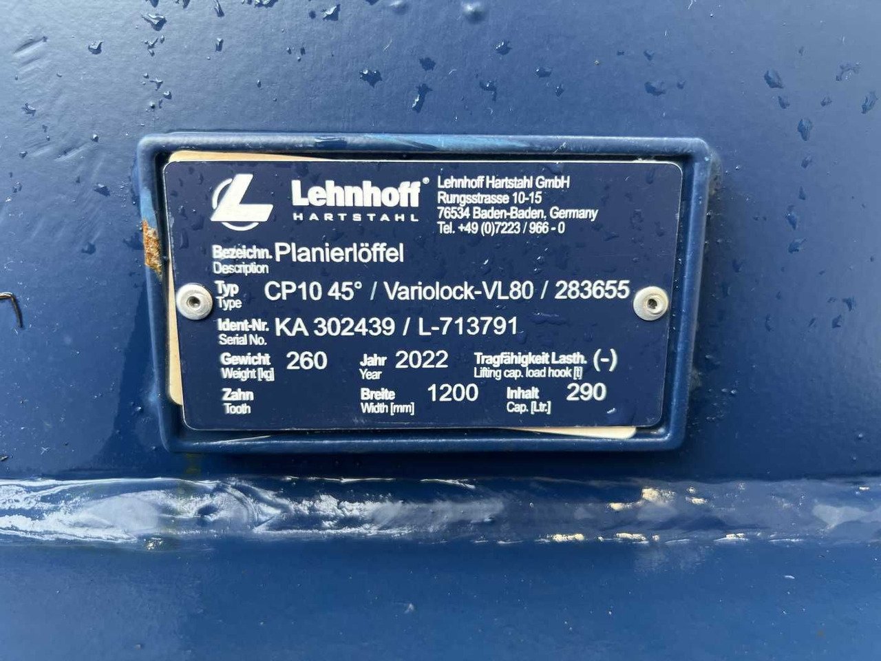 Ekskavatora kauss Lehnhoff Planierlöffel CP 10 / MS08 1.200 mm NEU: foto 9