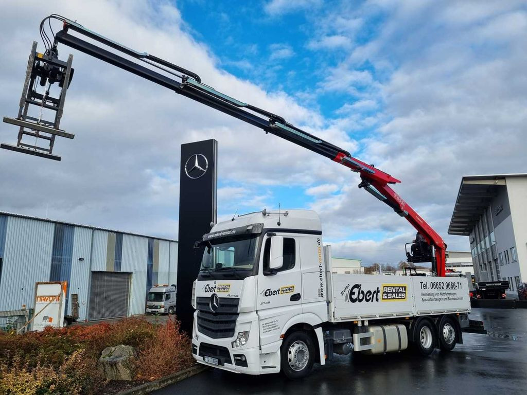 Mercedes-Benz Actros 2745 L 6x2 Baustoffpritsche+Kran Retarder - Bortu kravas automašīna/ Platforma, Kravas auto ar manipulatoru: foto 1 Mercedes-Benz Actros 2745 L 6x2 Baustoffpritsche+Kran Retarder - Bortu kravas automašīna/ Platforma, Kravas auto ar manipulatoru: foto 1