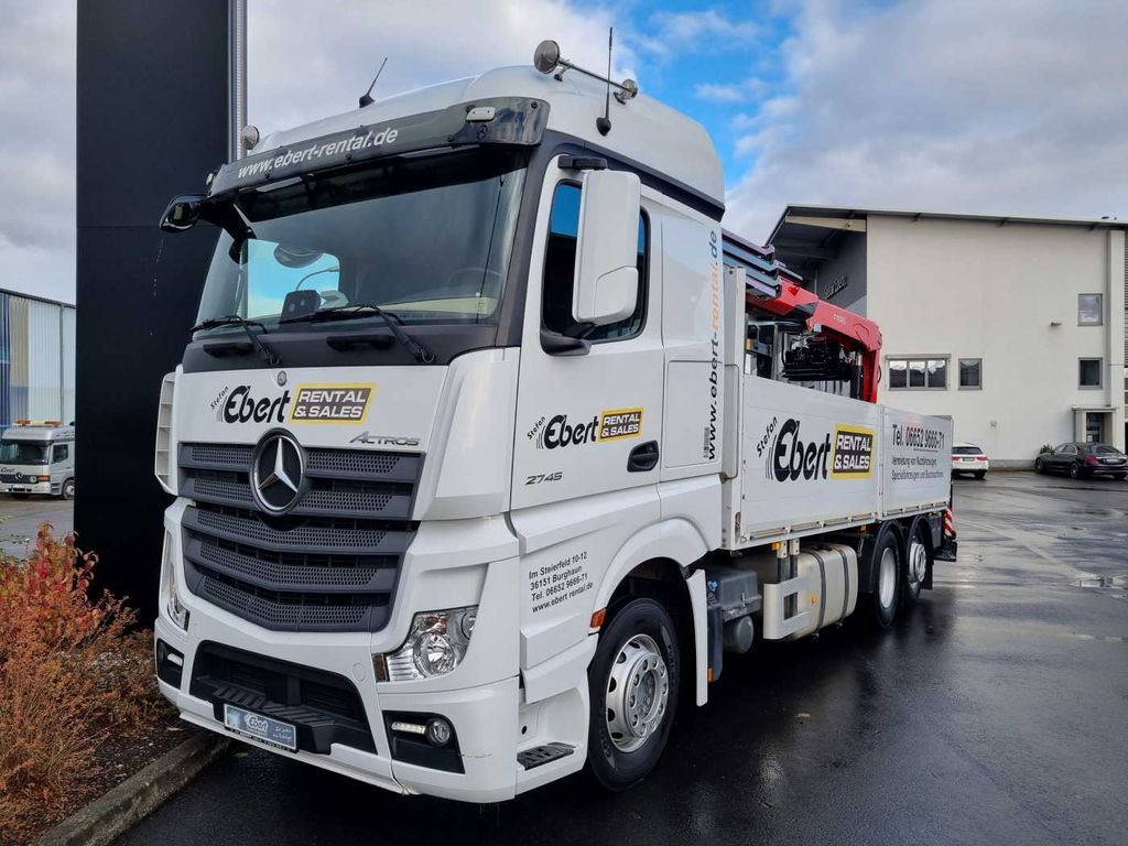 Mercedes-Benz Actros 2745 L 6x2 Baustoffpritsche+Kran Retarder - Bortu kravas automašīna/ Platforma, Kravas auto ar manipulatoru: foto 2 Mercedes-Benz Actros 2745 L 6x2 Baustoffpritsche+Kran Retarder - Bortu kravas automašīna/ Platforma, Kravas auto ar manipulatoru: foto 2