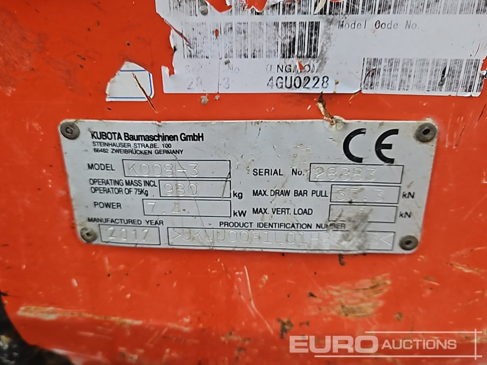Mini-ekskavators 2017 Kubota K008-3: foto 40