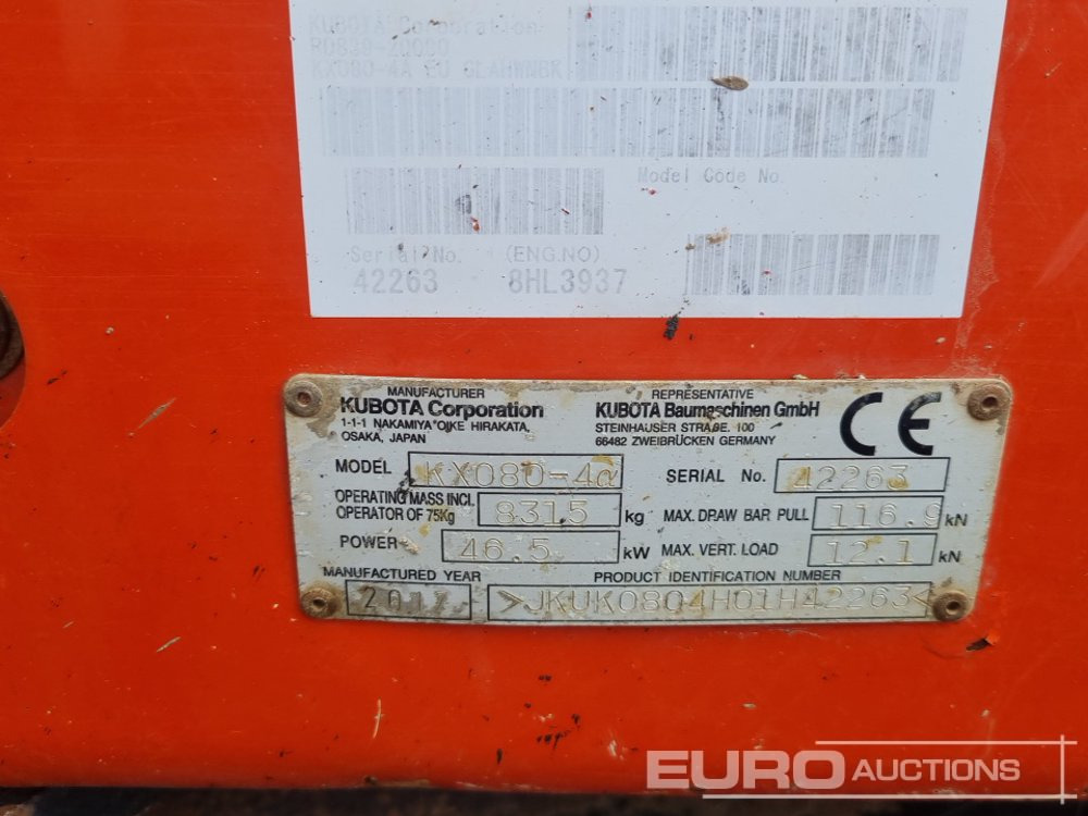 Mini-ekskavators 2017 Kubota KX080-4: foto 42