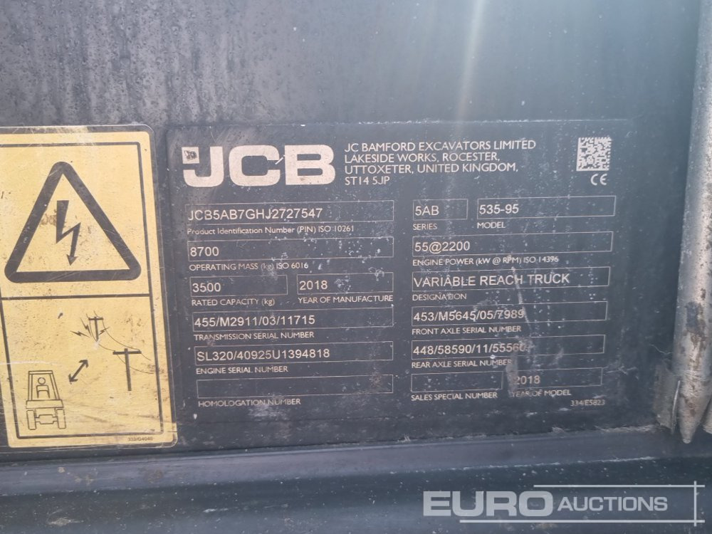 Teleskopiskais iekrāvējs 2018 JCB 535-95: foto 38