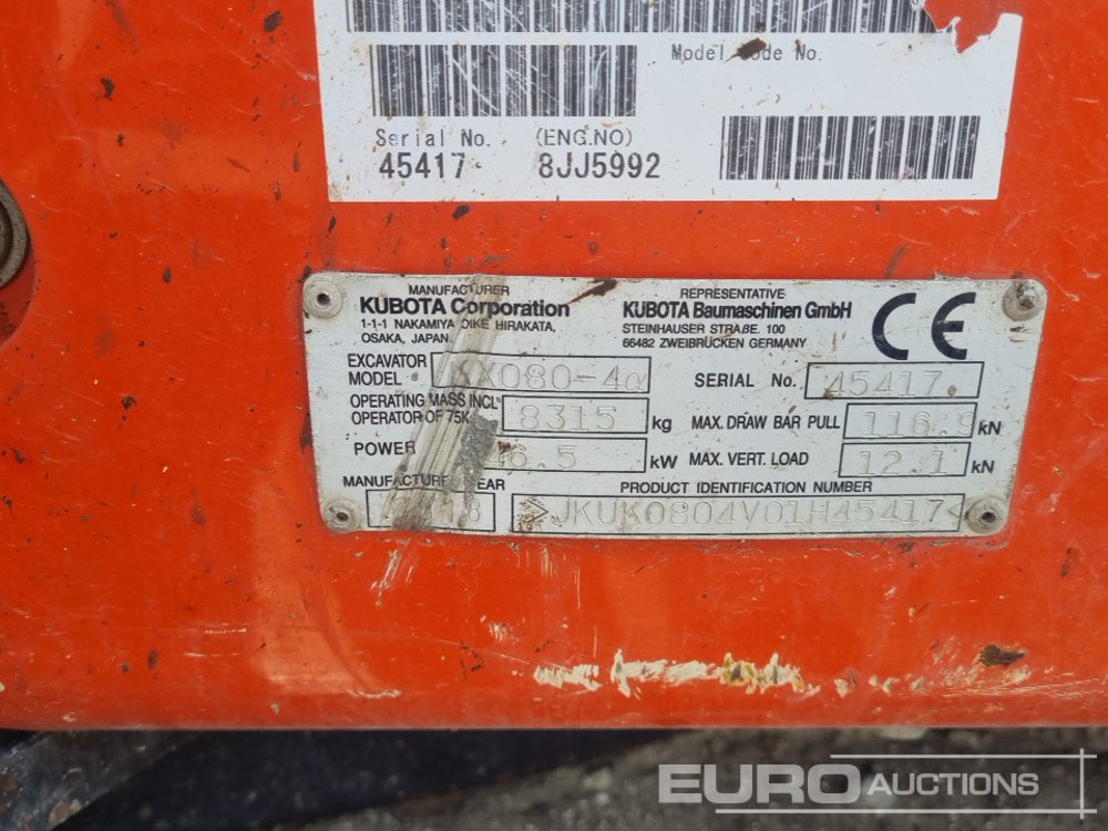 Mini-ekskavators 2018 Kubota KX080-4A: foto 47