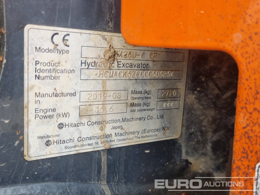 Mini-ekskavators 2019 Hitachi ZX26U-6 CR: foto 44