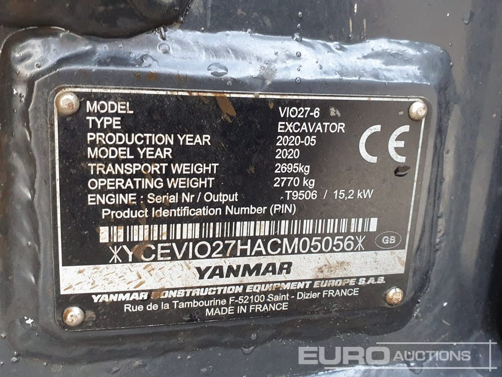 2020 Yanmar VIO27-6 - Mini-ekskavators: foto 5 2020 Yanmar VIO27-6 - Mini-ekskavators: foto 5