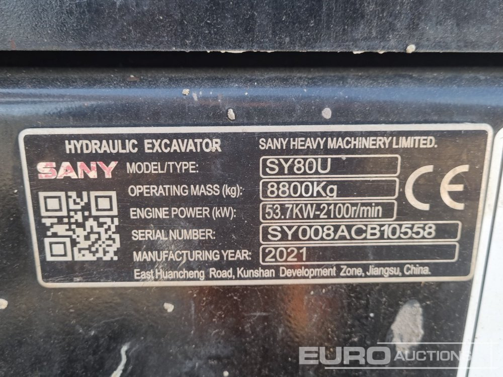 Mini-ekskavators 2021 Sany SY80U: foto 48