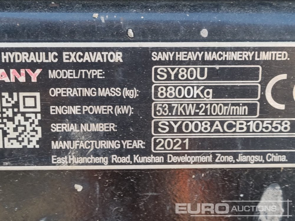 Mini-ekskavators 2021 Sany SY80U: foto 49
