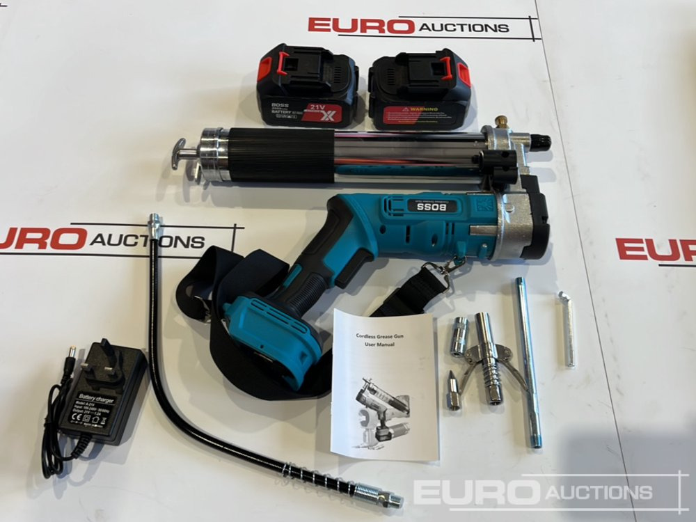 Celtniecības maisītājs Boss 21 Volt Lithium Battery Cordless Grease Gun, 2 Batteries, Charger, Case, Shoulder Strap, Extension Pieces and Fittings: foto 12