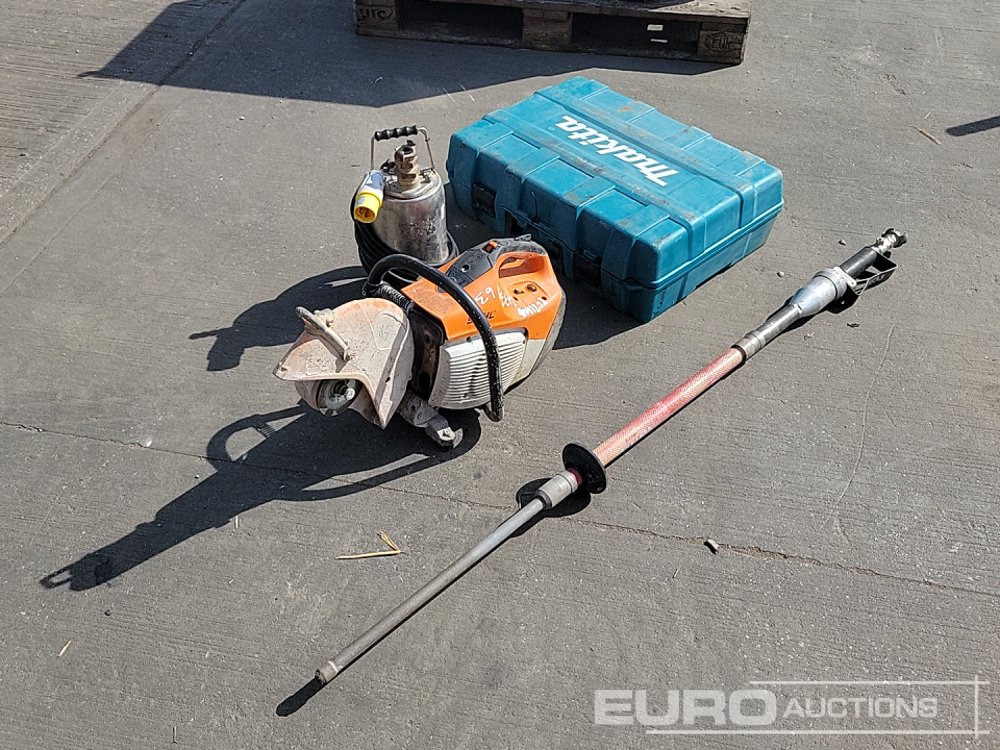Stihl Quick Cut Saw, Makita Battery Grinder, Poker Unit Pole, 110 Volt Water Sump - Celtniecības maisītājs: foto 1 Stihl Quick Cut Saw, Makita Battery Grinder, Poker Unit Pole, 110 Volt Water Sump - Celtniecības maisītājs: foto 1