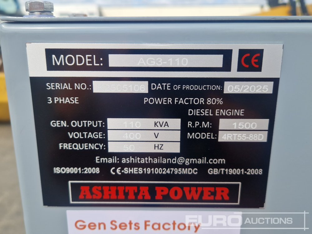 Elektroģenerators Unused 2025 Ashita Power AG3-110: foto 29