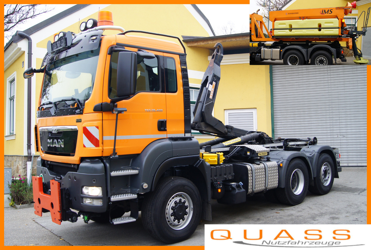 MAN TGS 28.400 BL 6x4-4/TÜV/PALIFT/Winterdienst/Salzstreuer/Streuer/Schneepflug - Pacēlājs ar āķi: foto 1 MAN TGS 28.400 BL 6x4-4/TÜV/PALIFT/Winterdienst/Salzstreuer/Streuer/Schneepflug - Pacēlājs ar āķi: foto 1