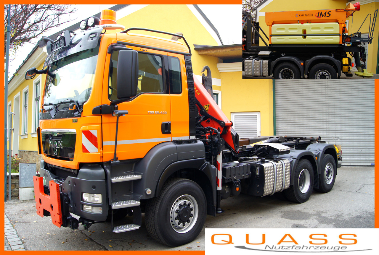 MAN TGS 28.400 BL 6x4-4/TÜV/PK12002/PALIFT/Winterdienst/Salzstreuer/Streuer/Schneepflug - Pacēlājs ar āķi, Kravas auto ar manipulatoru: foto 1 MAN TGS 28.400 BL 6x4-4/TÜV/PK12002/PALIFT/Winterdienst/Salzstreuer/Streuer/Schneepflug - Pacēlājs ar āķi, Kravas auto ar manipulatoru: foto 1