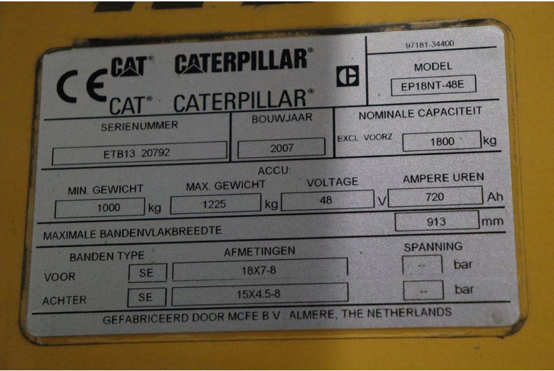 Elektroiekrāvējs Caterpillar EP18NT-48E: foto 13 Elektroiekrāvējs Caterpillar EP18NT-48E: foto 13