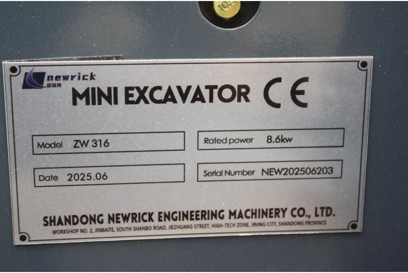 Jaunā Mini-ekskavators Newkrick ZW316: foto 9