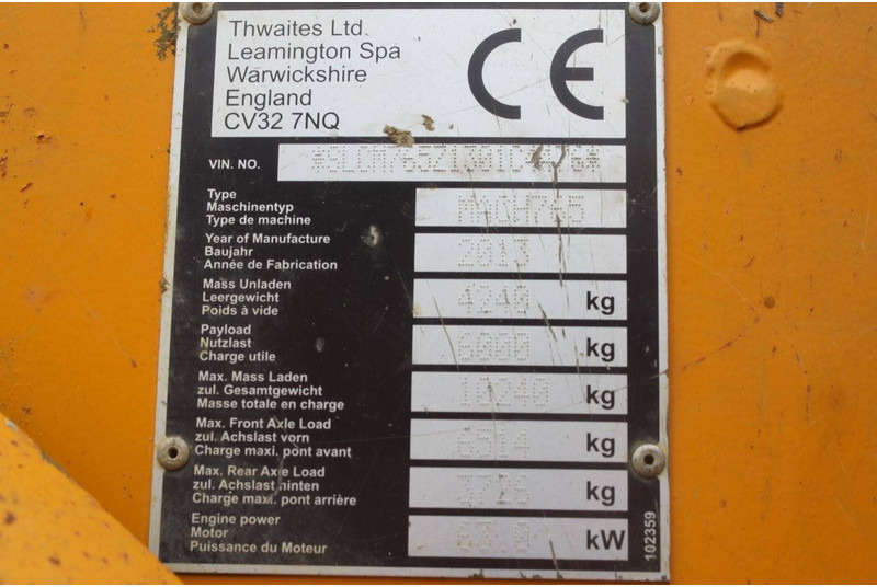 Bezceļu pašizgāzējs Thwaites MACH765: foto 6 Bezceļu pašizgāzējs Thwaites MACH765: foto 6