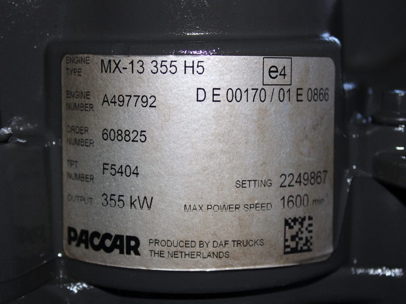 MOTOR DAF XF XG MX-13 355 H5 EURO 6 480CP 2249867 - Dzinējs - Kravas automašīna: foto 5 MOTOR DAF XF XG MX-13 355 H5 EURO 6 480CP 2249867 - Dzinējs - Kravas automašīna: foto 5