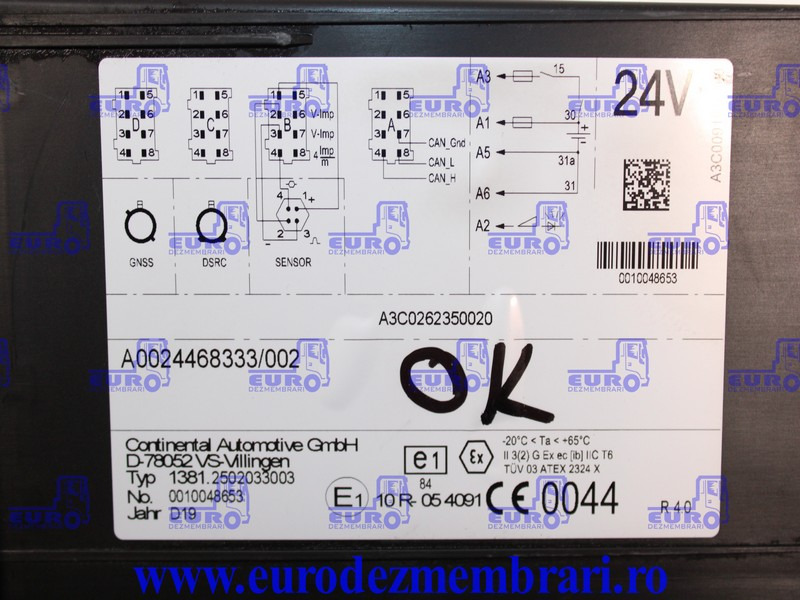 TAHOGRAF CONTINENTAL MERCEDES ACTROS MP5 A0024468333 - Elektroniskais vadības bloks (ECU) - Kravas automašīna: foto 2 TAHOGRAF CONTINENTAL MERCEDES ACTROS MP5 A0024468333 - Elektroniskais vadības bloks (ECU) - Kravas automašīna: foto 2