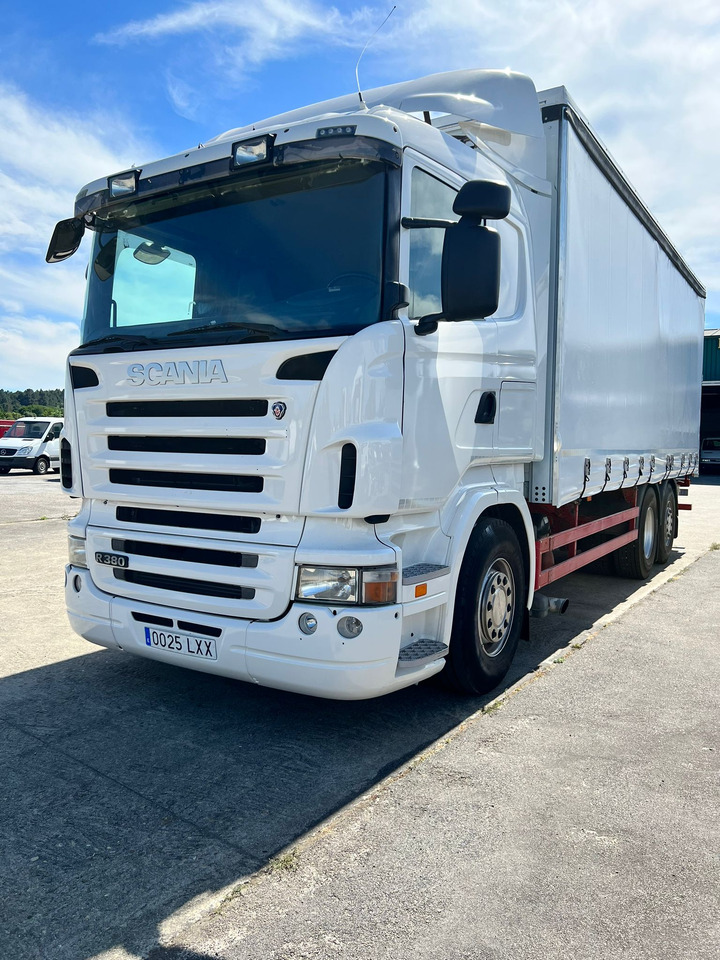 CAMION SCANIA 380 CON CARRETILLA MOFFET M4 - Kravas automašīna ar tentu: foto 1 CAMION SCANIA 380 CON CARRETILLA MOFFET M4 - Kravas automašīna ar tentu: foto 1