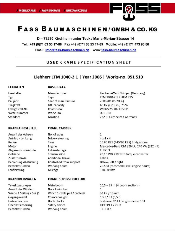 Autoceltnis Liebherr LTM 1040-2.1 (06 - 051 510): foto 16
