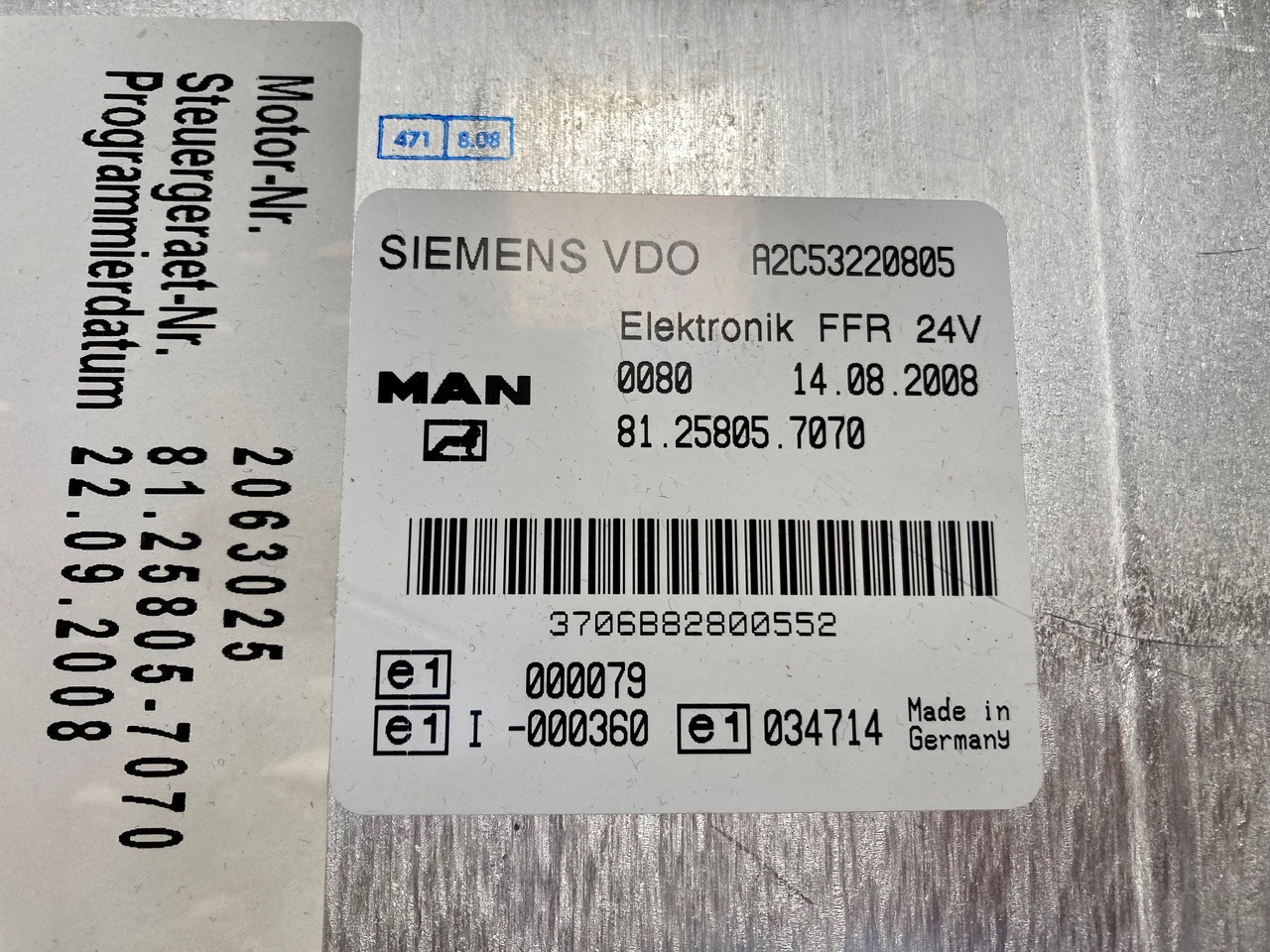 CENTRALINA FFR - MAN 81258057070 - SIEMENS VDO A2C53220805 - Elektroniskais vadības bloks (ECU): foto 3 CENTRALINA FFR - MAN 81258057070 - SIEMENS VDO A2C53220805 - Elektroniskais vadības bloks (ECU): foto 3