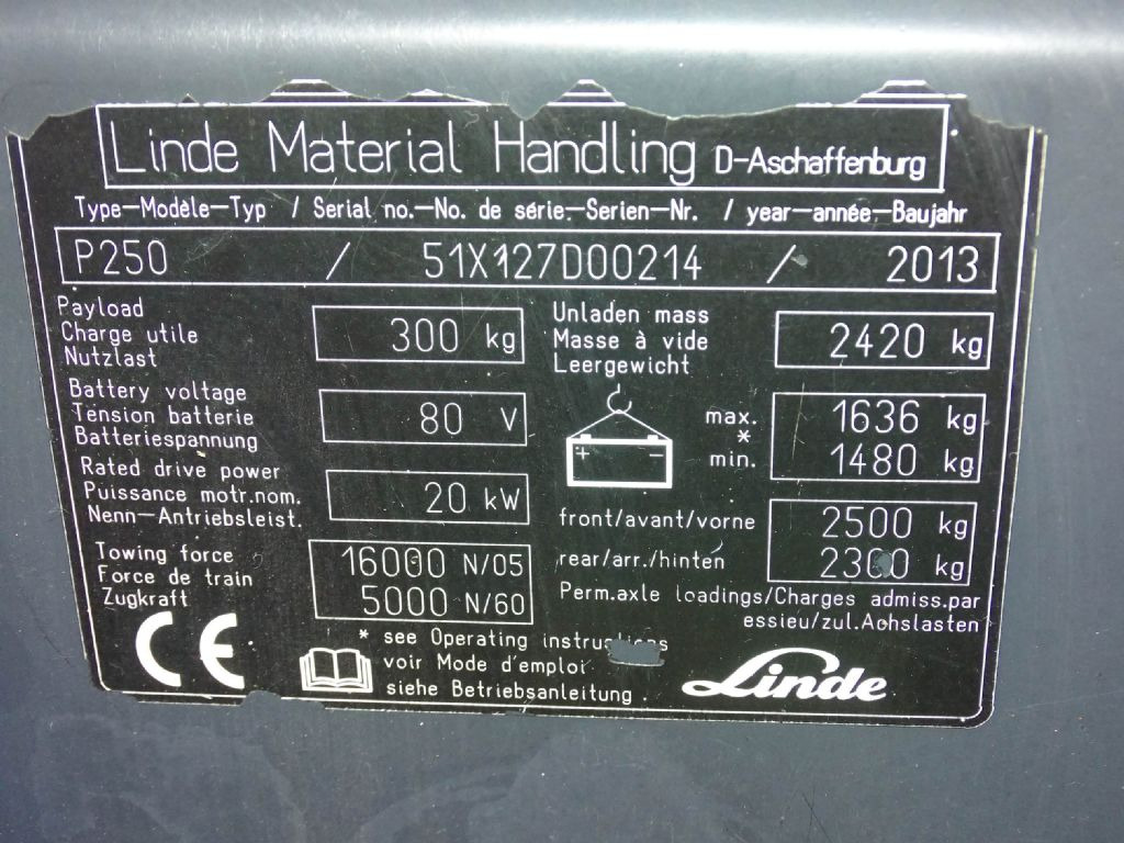 Linde P250 - Noliktavas vilcējs: foto 5 Linde P250 - Noliktavas vilcējs: foto 5